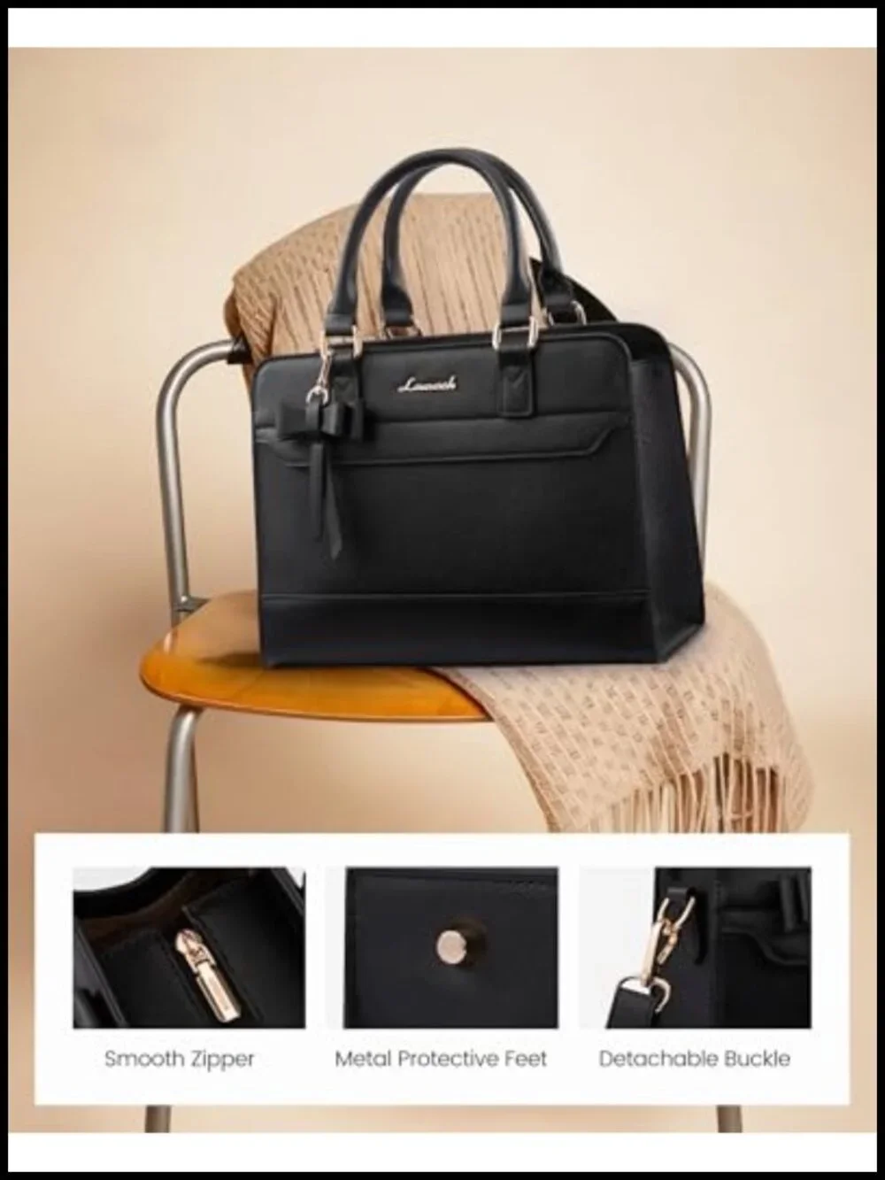 LOVEVOOK Cross-Grain PU Leather Satchel Tote Purse with Bowknot Zip Top Handle